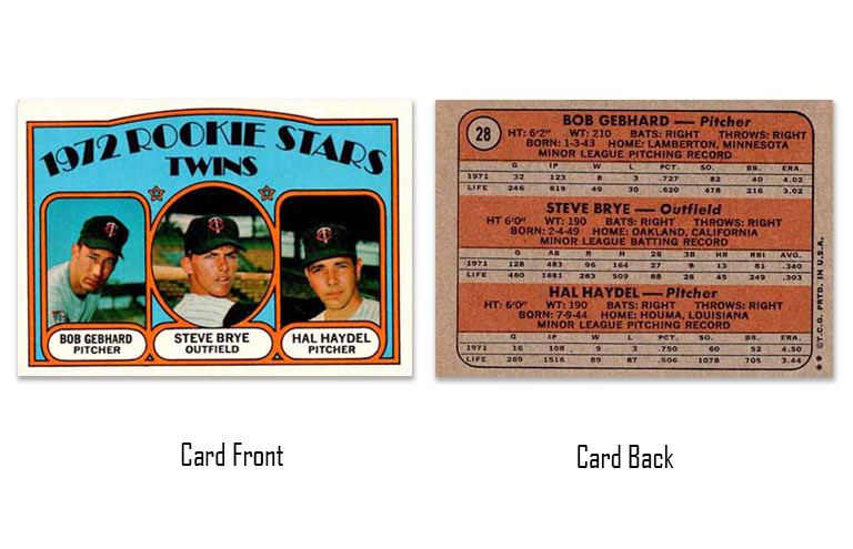 1972 Topps Steve Brye Rookie Stars card