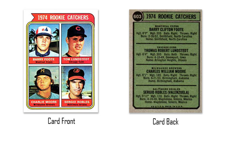 1974 Topps Barry Foote "Rookie Catchers" card