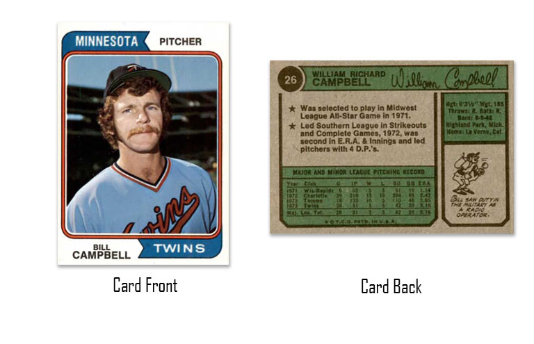 1974 Topps Bill Campbell rookie card