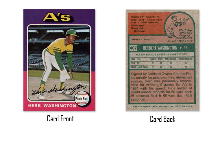 1975 Topps Herb Washington rookie card