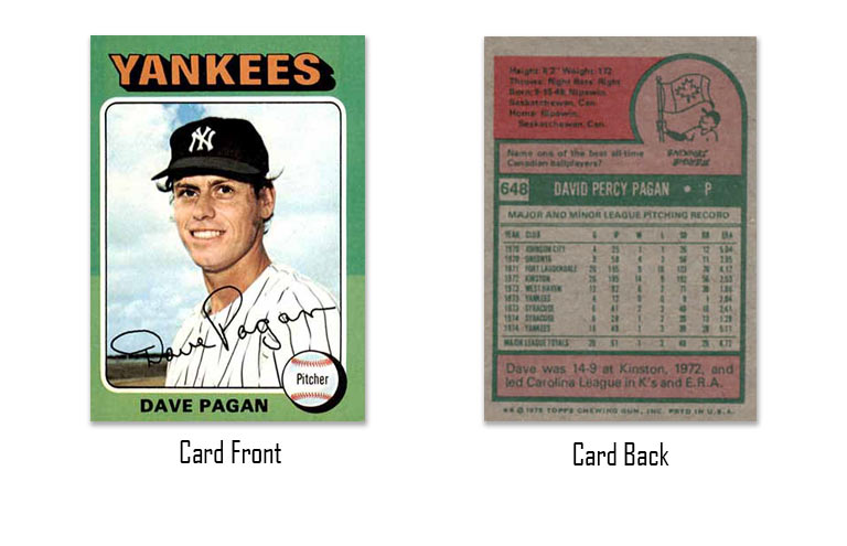1975 Topps Dave Pagan rookie card