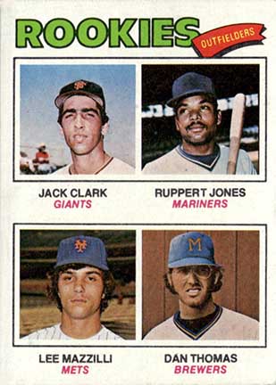 1977 Topps Jack Clark "Rookie Outfielders" card #488