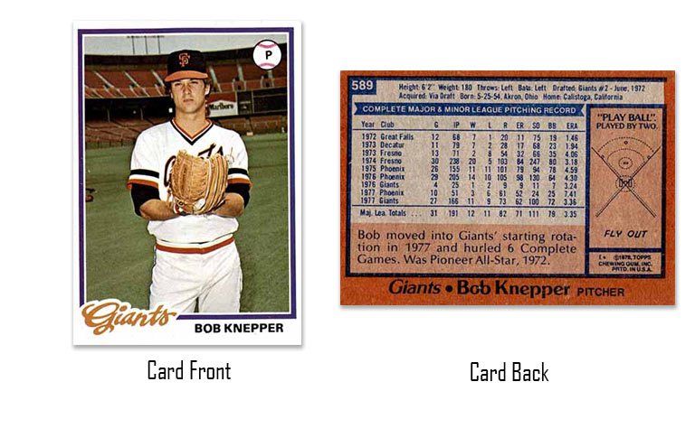 1978 Topps Bob Knepper rookie card