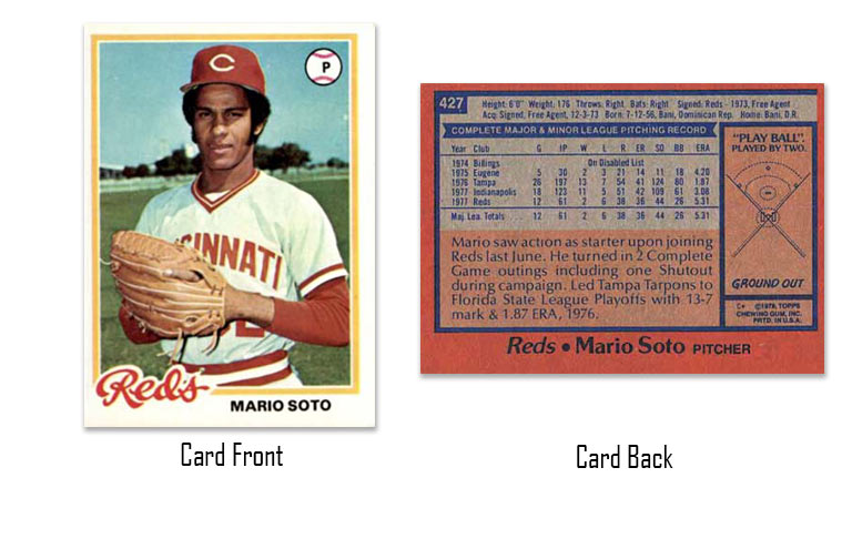 1978 Topps Mario Soto rookie card front and back