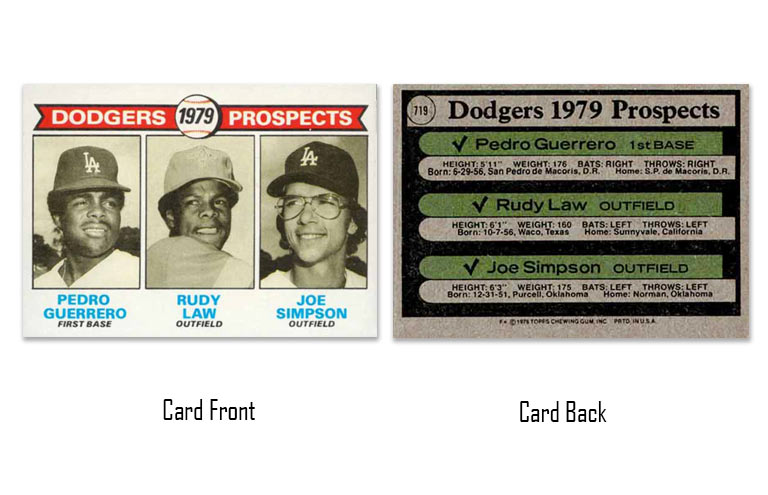 1979 Topps baseball Pedro Guerrero Prospects rookie card