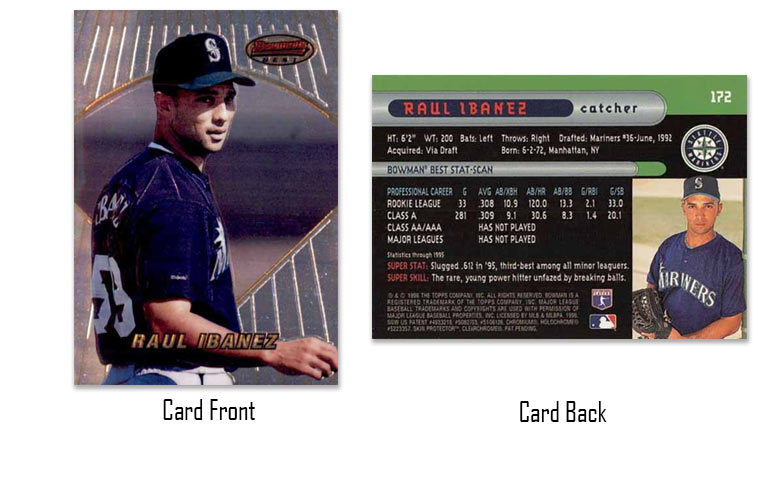 1996 Bowman's Best Raul Ibanez rookie card