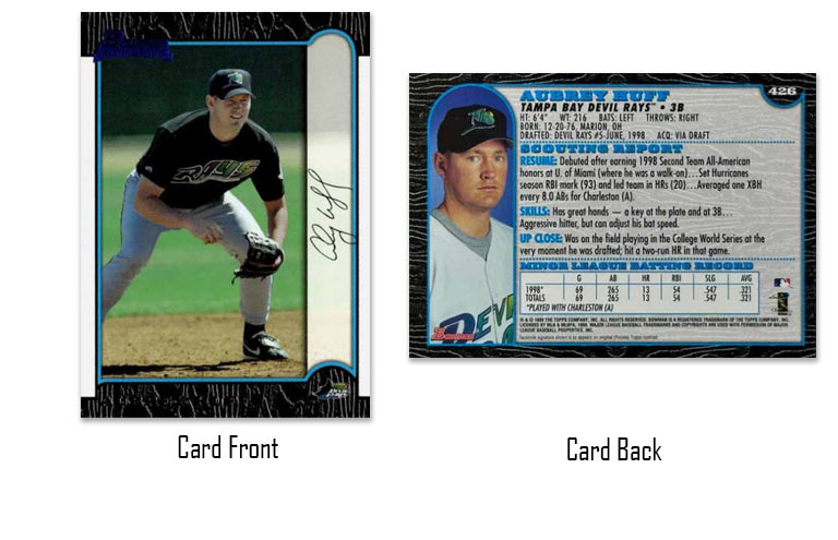 1999 Bowman Aubrey Huff rookie card